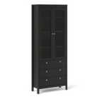 Furniture To Go Madrid China Cabinet 2 Doors With Glass + 3 Drawers In Matt Black