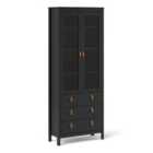 Furniture To Go Barcelona China Cabinet 2 Doors With Glass + 3 Drawers In Matt Black