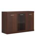 Furniture To Go Imperial 3 Door Glazed Sideboard In Dark Mahogany Melamine