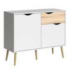 Furniture To Go Oslo Sideboard Small 1 Drawer 2 Doors In White And Oak Effect
