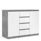 Furniture To Go Naia Sideboard 4 Drawers 2 Doors In Concrete And White High Gloss