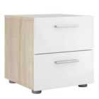 Furniture To Go Pepe Bedside 2 Drawers In Oak Effect With White High Gloss