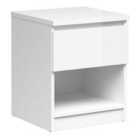 Furniture To Go Naia Bedside 1 Drawer 1 Shelf In White High Gloss