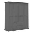 Furniture To Go Paris Wardrobe With 4 Doors And 2 Drawers In Matt Grey