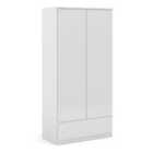 Furniture To Go Naia Wardrobe With 2 Doors + 1 Drawer In White High Gloss