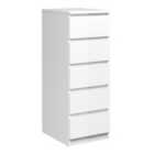 Furniture To Go Naia Narrow Chest Of 5 Drawers In White High Gloss