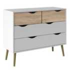 Furniture To Go Oslo Chest Of 4 Drawers (2+2) In White And Oak Effect
