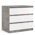 Furniture To Go Naia Chest Of 3 Drawers In Concrete And White High Gloss