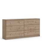 Furniture To Go May Chest Of 6 Drawers (3+3) In Jackson Hickory Oak Effect
