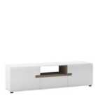 Furniture To Go Chelsea Wide TV Unit With Opening In White With Oak Effect Trim