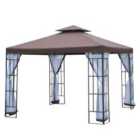 Outsunny 3x3m Double Tier Metal Gazebo - Coffee