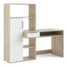 Furniture To Go Function Plus Desk Multi-Functional Desk With Drawer And 1 Door In White And Oak Effect