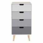 Interiors By Ph 4 Drawer Cabinet White / Grey / Light Grey Pine Wood Legs