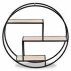 Interiors By Ph Round Metal Shelf Wood Black Powder Coating