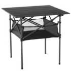 Outsunny Portable Camping Table with Storage - Black