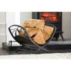 Inglenook Black Folding Leaf Style Log Basket