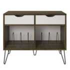 Solstice Anthe Turntable Stand with Drawers - Brown Oak/Grey