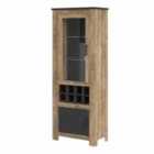 Furniture To Go Rapallo 2 Door Display Cabinet With Wine Rack In Chestnut And Matera Grey