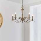 Ensora Lighting Phoenix 5 Light Chandelier Ceiling - Brass