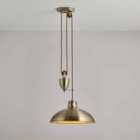 Ensora Lighting Simone Rise and Fall Pendant Light Antique Brass