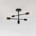 Ensora Lighting Collins 5 Light Semi Flush Ceiling Light Black