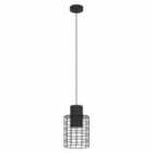 Eglo Industrial Single Pendant In Steel Black Finish