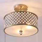 Ensora Lighting Colette Crystal 3 Light Flush Ceiling Light