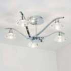 Ensora Lighting Tara Crystal 5 Light Semi Flush Ceiling Light