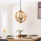 Ensora Lighting Ara Wood 4 Light Pendant Ceiling Light