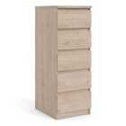 Furniture To Go Naia Narrow Chest Of 5 Drawers In Jackson Hickory Oak Effect