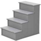 PawHut 4-Step Wooden Pet Stairs For Dogs - Grey
