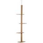 PawHut 260cm Floor To Ceiling Cat Tree W/ 3 Perches Kitten - Brown