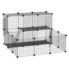 PawHut Two-Storey Pet Playpen/Small Animal Cage - Black