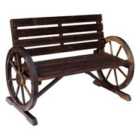 Outsunny Wooden Wagon Wheel Bench
