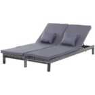 Outsunny 2 Person Rattan Double Sun Lounger - Grey