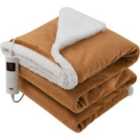 Glamhaus Heated Throw Electric Fleece Over Blanket Sofa Bed Large 160 X 130Cm - Brown