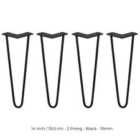 4 X Hairpin Leg - 14 - Black - 2 Prong - 10M