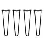 4 X Hairpin Leg - 16 - Black - 2 Prong - 12M