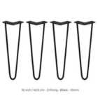 4 X Hairpin Leg - 16 - Black - 2 Prong - 10M