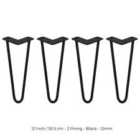 4 X Hairpin Leg - 12 - Black - 2 Prong - 12M