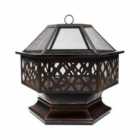 Gardenkraft Outdoor Garden Heater Bronze Firepit - Black