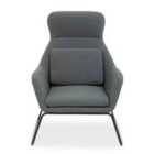 Interiors By PH Velvet Chair Grey Black Metal Legs