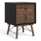 Furniture To Go Ry Bedside Cabinet 2 Drawer In Matt Black Walnut
