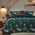 Furn. Winter Pine Single Duvet Cover Set Polyester Pine Green