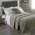 Paoletti Brooklands Velvet Super King Bedspread Viscose Cotton Silver