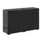HOMCOM Side Cabinet With 2 Door Cabinet And 2 Drawer For Home Office Black