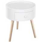 HOMCOM Side Table Furniture Round Corner Storage White Wooden Legs