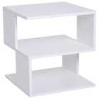 HOMCOM Modern Square 2 Tier Wood Side Table Shelf Rack White