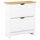 HOMCOM Shoe Storage Cabinet 4 Shelves/2 Drawers - White