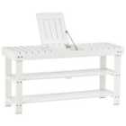 HOMCOM 3 Tier Open Shoe Rack Hidden Storage Wood Frame Wide Shelves White